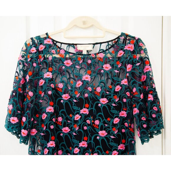 Anthropologie Moulinette Soeurs Black Floral Embroidered Tunic Top, size M - Picture 3 of 12